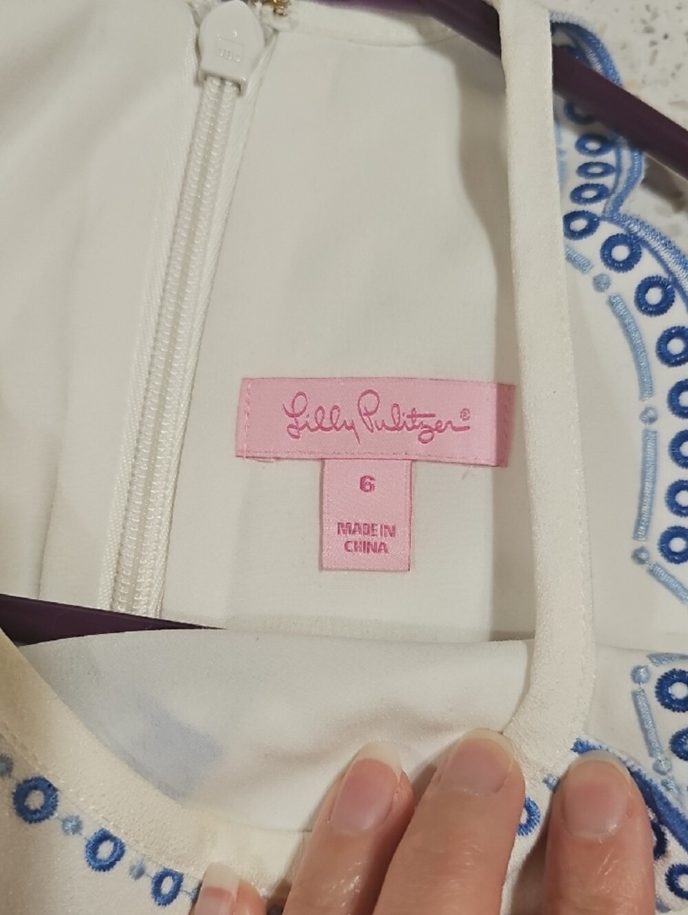 Lilly Pulitzer White Halter Dress with Blue Embroidery - Picture 2 of 3